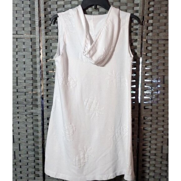 Lovely Whereabouts Swim Cover Up Hooded Sleeveless Dress White Medium zippered - Picture 6 of 16